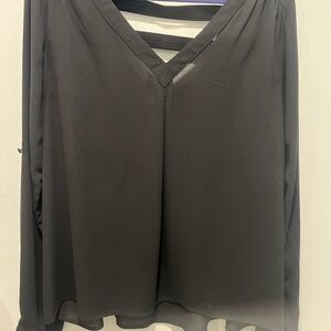 Chic Black Cut-Out Back Women's Blouse